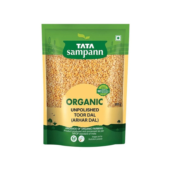Tata Sampann Organic Arhar Dal Unpolished|500 g