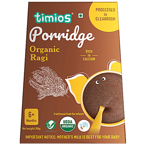 Timios Porridge - Organic Ragi, For Babies 6+ Months|200 g