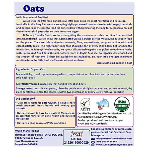 TUMMYFRIENDLY FOODS 100% Organic Oats Porridge Mix|200 g TUMMYFRIENDLY FOODS 100% Organic Oats Porridge Mix|200 g