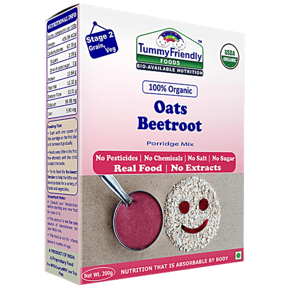 TummyFriendly Foods 100% Organic Oats, Beetroot Porridge Mix|200 g TummyFriendly Foods 100% Organic Oats, Beetroot Porridge Mix|200 g