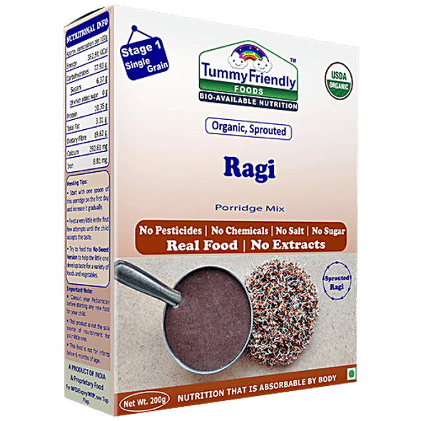 TummyFriendly Foods Organic Sprouted Ragi Porridge Mix - USDA Organic Certified|200 g TummyFriendly Foods Organic Sprouted Ragi Porridge Mix - USDA Organic Certified|200 g