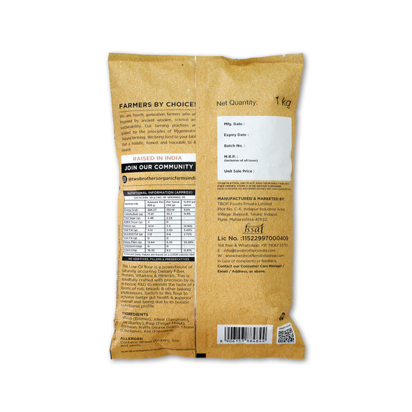 TWO BROTHERS ORGANIC FARMS Khapli Multigrain Atta 8 Grains In 1|1000 g