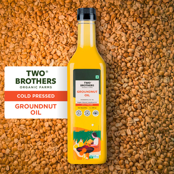 TWO BROTHERS ORGANIC FARMS Peanut Oil Wood Pressed Single Filtered Plast|1 ltr