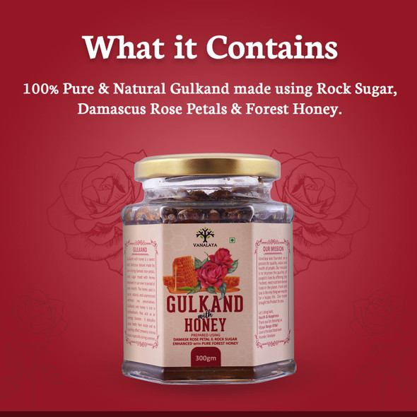 Vanalaya Organic & Natural Honey Gulkand Prepared Using Sun Cooked Damask Rose Along with Forest Honey 300gm Vanalaya Organic & Natural Honey Gulkand Prepared Using Sun Cooked Damask Rose Along with Forest Honey 300gm