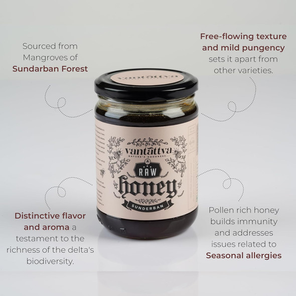 VANTATTVA-NATURE'S GOODNESS... Sundarban Organic Wild Mangrove Raw Honey with Distinct Flavours - 700 g | Forest Honey | Unprocessed and Pure | VANTATTVA-NATURE'S GOODNESS... Sundarban Organic Wild Mangrove Raw Honey with Distinct Flavours - 700 g | Forest Honey | Unprocessed and Pure |
