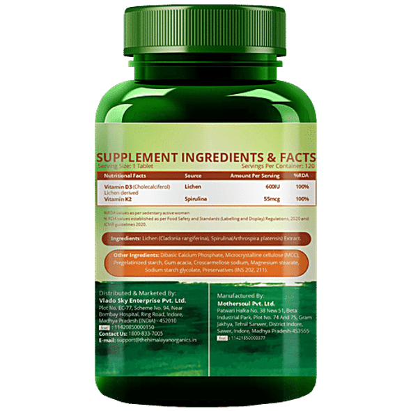Vlado's Himalayan Organics Vitamin D3 + K2 Tablets|120 pcs Vlado's Himalayan Organics Vitamin D3 + K2 Tablets|120 pcs