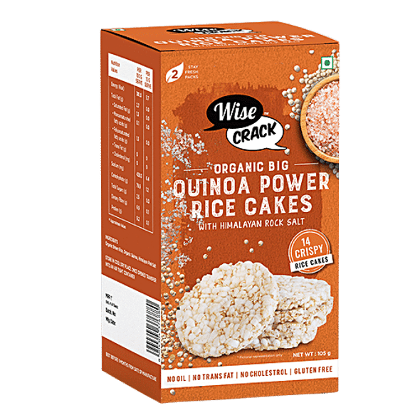 Wise Crack Organic Big Quinoa Power Rice Cakes - With Himalayan Rock Salt|125 g Wise Crack Organic Big Quinoa Power Rice Cakes - With Himalayan Rock Salt|125 g