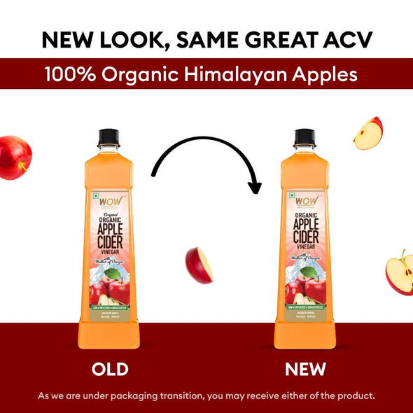 WOW Life Science Apple Cider Vinegar 400ml | Organic Himalayan Apples | Mother of Vinegar with Probiotics | Unfiltered & Unpasteurized | For Weight Management, Reduced Bloating, Healthy Skin & Hair WOW Life Science Apple Cider Vinegar 400ml | Organic Himalayan Apples | Mother of Vinegar with Probiotics | Unfiltered & Unpasteurized | For Weight Management, Reduced Bloating, Healthy Skin & Hair