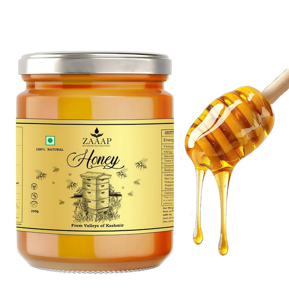 ZAAAP Honey organic pure Natural Acacia from Kashmir � 250ml | 100% Pure & Unprocessed Raw Honey � Rich in Antioxidants & Nutrients, No Added Sugar, Food-Grade Glass Bottle, Health & Wellness Booster ZAAAP Honey organic pure Natural Acacia from Kashmir � 250ml | 100% Pure & Unprocessed Raw Honey � Rich in Antioxidants & Nutrients, No Added Sugar, Food-Grade Glass Bottle, Health & Wellness Booster
