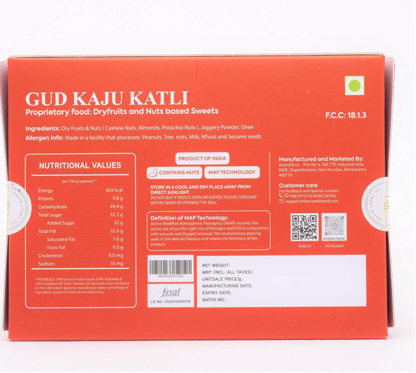 THE SWEET BLEND Gud Kaju Katli Pack of 1 (1×250 g) | Organic Jaggery & Cashew Mithai | No Added Sugar & Low carb | Premium Indian Sweets Gift Box | Authentic Healthy Dessert | Ideal Gift for Rakhi THE SWEET BLEND Gud Kaju Katli Pack of 1 (1×250 g) | Organic Jaggery & Cashew Mithai | No Added Sugar & Low carb | Premium Indian Sweets Gift Box | Authentic Healthy Dessert | Ideal Gift for Rakhi