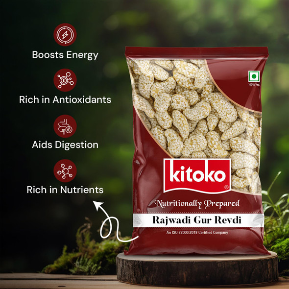 Kitoko Rajwadi Revadi | Gud Revdi | Sweet and Crunchy Gud Ki Rewari | Til Revari | Indian Sweet Candy with Sesame and Jaggery 200g(Pack of 2) Kitoko Rajwadi Revadi | Gud Revdi | Sweet and Crunchy Gud Ki Rewari | Til Revari | Indian Sweet Candy with Sesame and Jaggery 200g(Pack of 2)