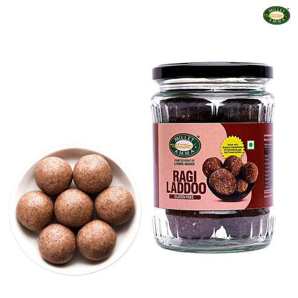 Millet Amma Ragi Ladoo 300g | Ready to Eat | Made with Jaggery | (Finger Millet Laddu - Mandua, Nachani,Nagli, Bavto,Kelvaragu,Ragi,Ragulu,Marwa,Mandhuka, Mandhal) |