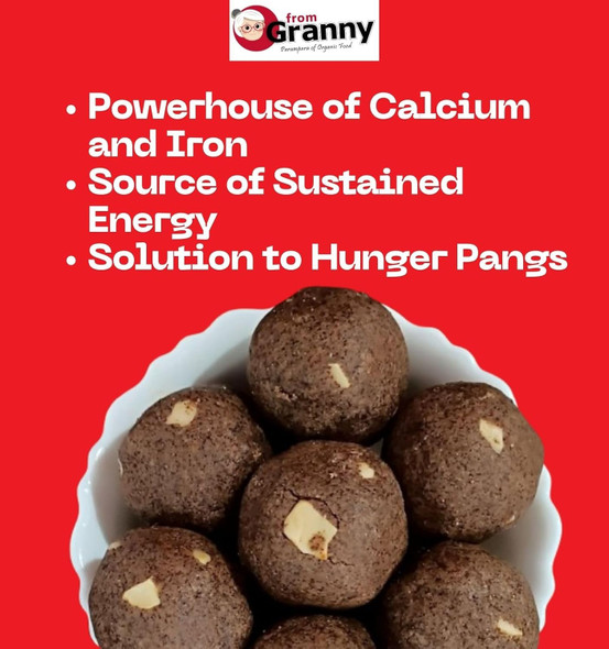 From Granny - Sprouted Ragi Laddu with Jaggery & Cow Ghee | Indian Mithai Jaggery Sweets | Granny Ragi Ladoo without Sugar | 200g