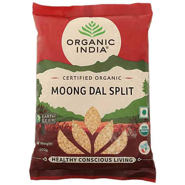 Organic India Moong Dal - Split, Healthy, Pesticide-Free pack of 4 |500 g x 4|