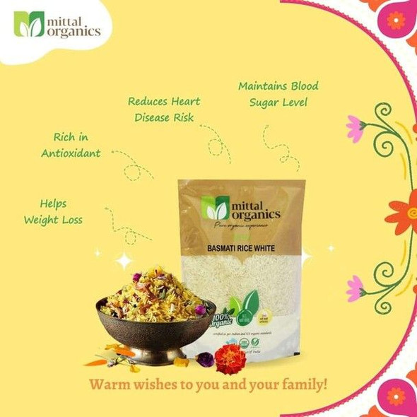 Mittal Organics Organic Basmati Rice | 850gm | 1.87 lbs