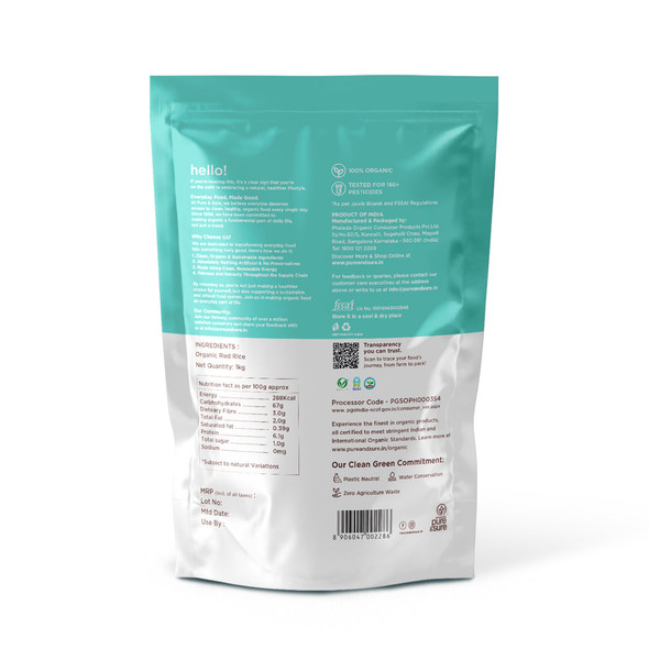Pure & Sure Organic Red Rice | 1000gm | 2.20 lbs