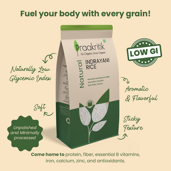 Praakritik Organic Indrayani Rice/Akki|1kg|2.2lbs