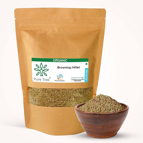 Pure Tree Certified Organic Browntop Millet | 850 g | Korale Whole Grain | Unpolished Millet | Rich in Protein