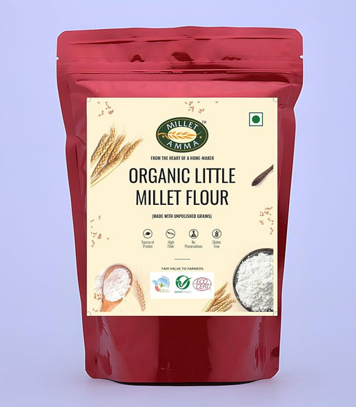 Millet Amma Little Millet Flour | Made with Unpolished Millet | Suitable for Multiple Millet Recipes (Poori, Dosa) | High Protein, Gluten Free by MILLET AMMA|500gm|1.1 lbs