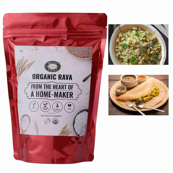 Millet Amma Millet Bajra Rava - | (Kambu, Sajje, Sajja, Bajri, Kambam) | Gluten Free, Rich in Protein | Suitable for Multiple Millet Recipes |500gm|1.1 lbs