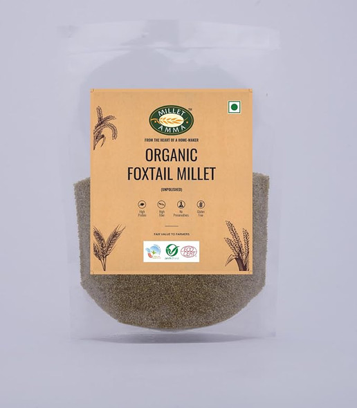 MILLET AMMA Organic Gluten Free Unpolished Foxtail Millets for Overall Wellness And Balanced Nutrition  |500gm|1.1 lbs