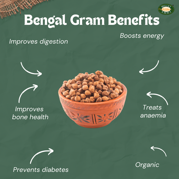 Millet Amma Organic Bengal Gram (Kala Chana) |500gm|1.1 lbs