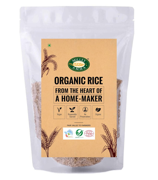 Millet Amma Brown Rice  | Gluten Free And Unpolished Rice | Low GI | High Protein | Rich In Fiber & Dietary Fiber | High Antioxidants | Healthy and Organic Foods| Vegan | Nutrient Rich |500gm|1.1 lbs
