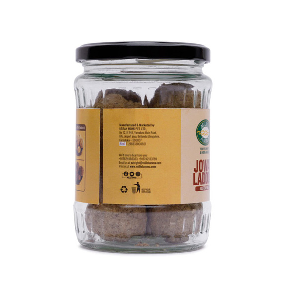 MILLET AMMA Jowar Ladoo | Ready to Eat | Made with Jaggery | (Jowar Ladoo - Sorghum, Jonna, Jola, Cholam) | No Refined Sugar, No Additional Flavors or Colors, No Preservatives|300gm|0.66 lbs