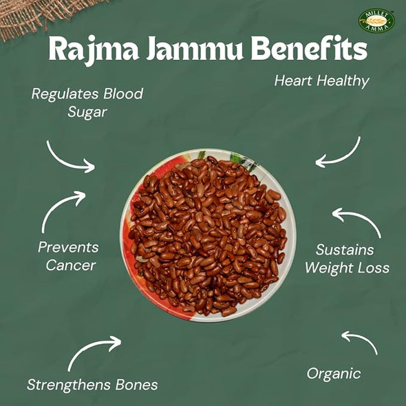 MILLET AMMA Organic Rajma Jammu -  Natural, Rajma, Healthy And Organic Foods, Gluten-Free, Vegan, Nutrient Rich, Healthy Living|500gm|1.1 lbs