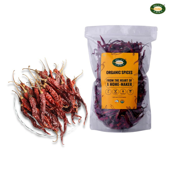 MILLET AMMA Organic Byadgi Red Chilli Whole|200gm|0.44 lbs