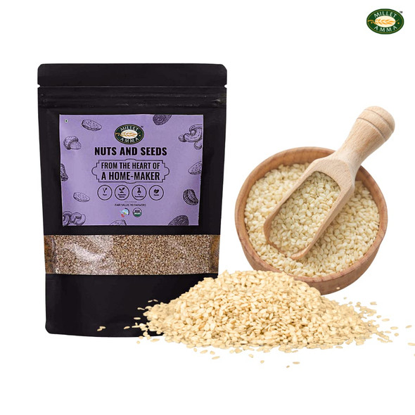 MILLET AMMA Organic White Til (Sesame Seeds)|250gm|0.55 lbs