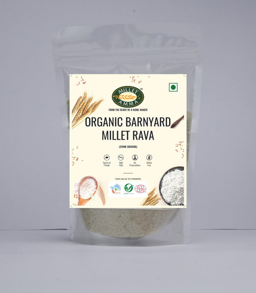 MILLET AMMA Barnyard Millet Rava ( Sujji ) | Stone Ground | Healthy Diet Food | Suitable for Multiple Millet Recipes ( Upma , Rava Idly ) , Gluten Free, High Fiber, No Preservatives by |500gm|1.1 lbs