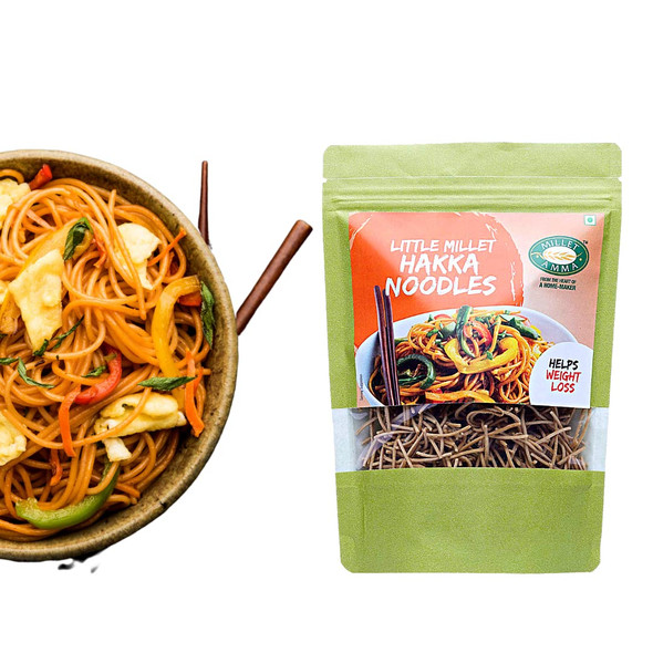 MILLET AMMA Little Millet Hakka Noodles | Easy & Ready To Cook | Zero Maida & 100% Vegan | Best Choice For Instant Breakfast & Dinner | Healthy Foods | Gluten Free |180gm|0.4 lbs