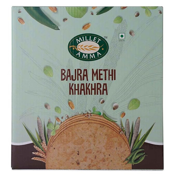 Millet Amma Bajra Methi Khakhra  , Baked, No Added Preservatives, Full Of Fiber, 70% Millet Content, Ready To Eat, Millet Snacks, Healthy Foods, Vegan. |180gm|0.4 lbs