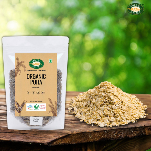 Bajra Millet Poha Flakes Organic 500 gms by MILLET AMMA|500gm|1.1 lbs