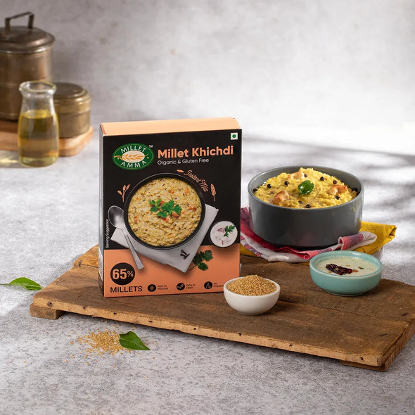 Millet Amma Organic Millet Khichdi Mix | 250 GMS Pack | 65% Millet Content | Easy & Ready to Cook | Instant Millet Breakfast Mix | Rich in Protein & High Fiber | 100% Vegan |250gm|0.55 lbs