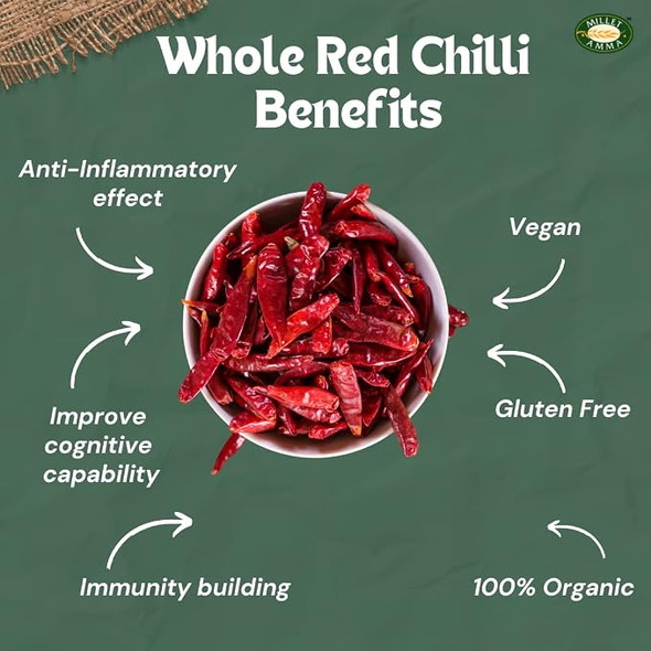 Millet Amma Guntur Red Chilli Whole Organic |100gm|0.22 lbs