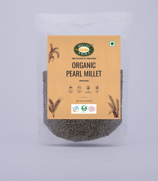 Millet Amma Unpolished Organic Desi Bajra (Pearl Millet) | 1 Kg  |  (Sajjalu, Sajje, Kambu, Bajra)