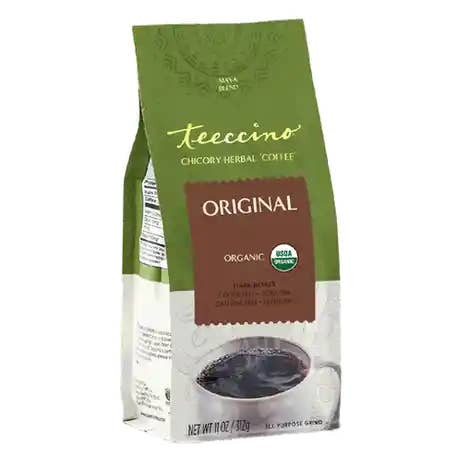 Chicory Coffee Alternative, 11 Ounce - Original Herbal Coffee, Ground Herbal Coffee That’s Prebiotic, Caffeine-Free & Acid Free, Dark Roast by Teeccino|308gm|0.68 lbs