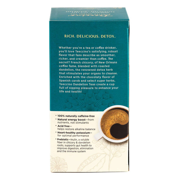 Dandelion Red Chai Tea - 25 Tea Bags - Caffeine-Free, Roasted Herbal Tea with Prebiotics, 3x More Herbs than Regular Tea Bags, Gluten Free, by Teeccino|150gm|0.33 lbs