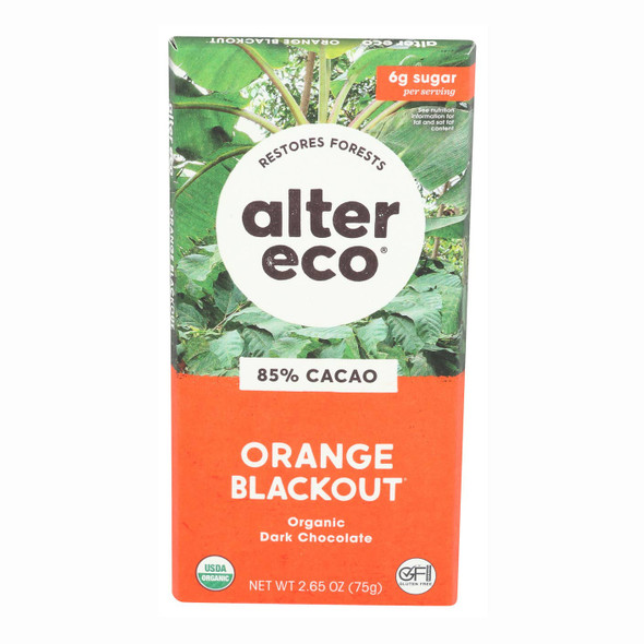 Organic Orange Blackout 85% Dark Chocolate Bar, 2.65 OZ by Alter Eco|1810gm|3.99 lbs