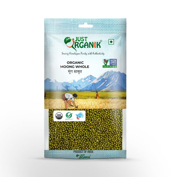 Organic Green Moong Whole by Just Organik|1000gm|2.2 lbs