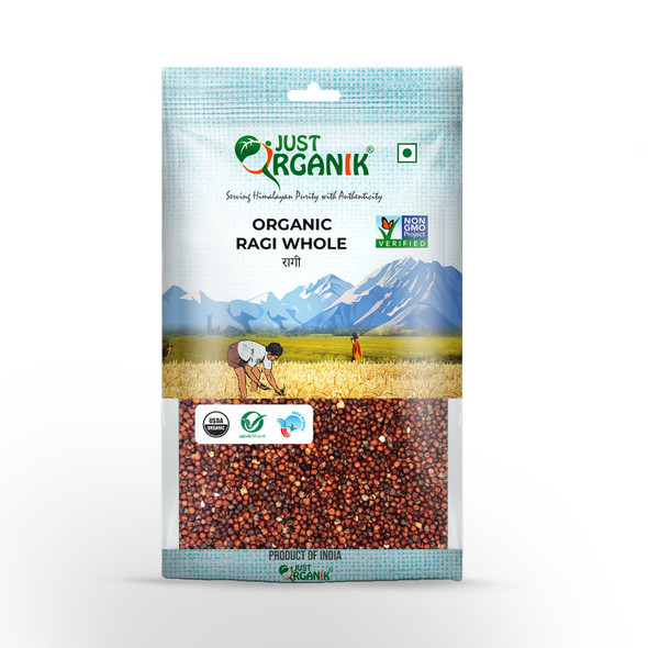 Organic Ragi Whole (Nachni/Mandua/Finger Millet) by Just Organik|1000gm|2.2 lbs