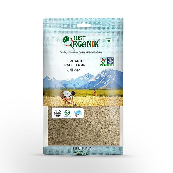 Organic Finger Millet Flour (Ragi Atta) by Just Organik|1000gm|2.2 lbs
