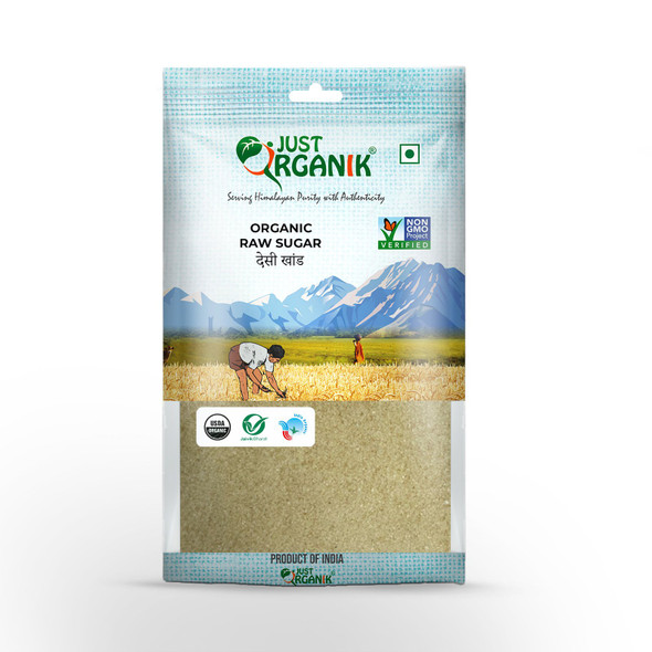 Organic Raw Sugar Unrefined by Just Organik|1000gm|2.2 lbs