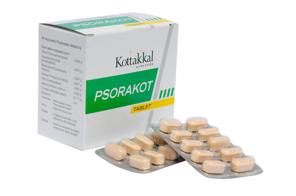 Psorakot Pack of 10 strips Tablet by Kottakkal Arya Vaidya Sala|50gm|0.11 lbs