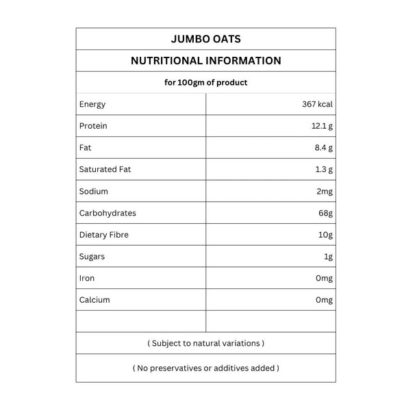 Organic Jumbo Oats by IKAI Organics|500gm|1.1 lbs