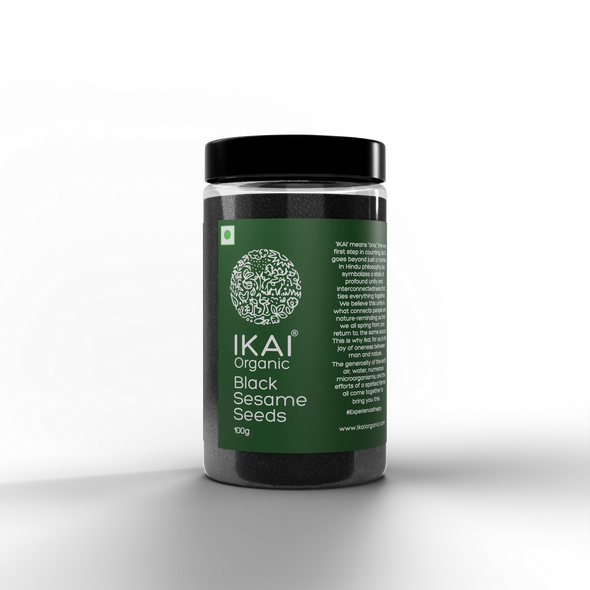 Organic Black Sesame Seeds by IKAI Organics|100gm|0.22 lbs