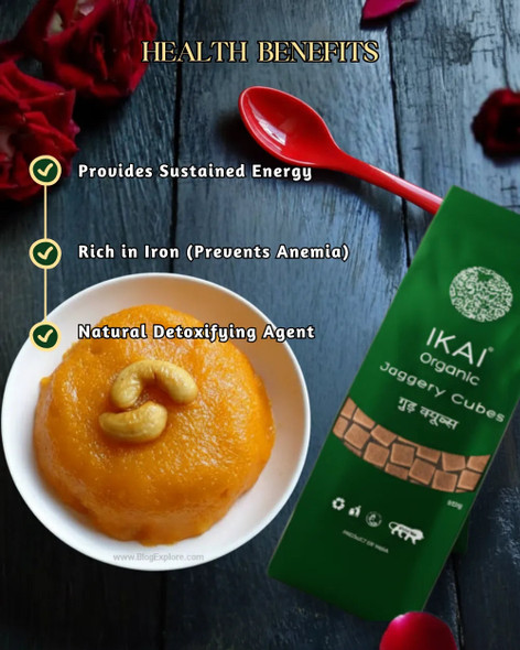 Organic Jaggery Cubes by IKAI Organics|500gm|1.1 lbs