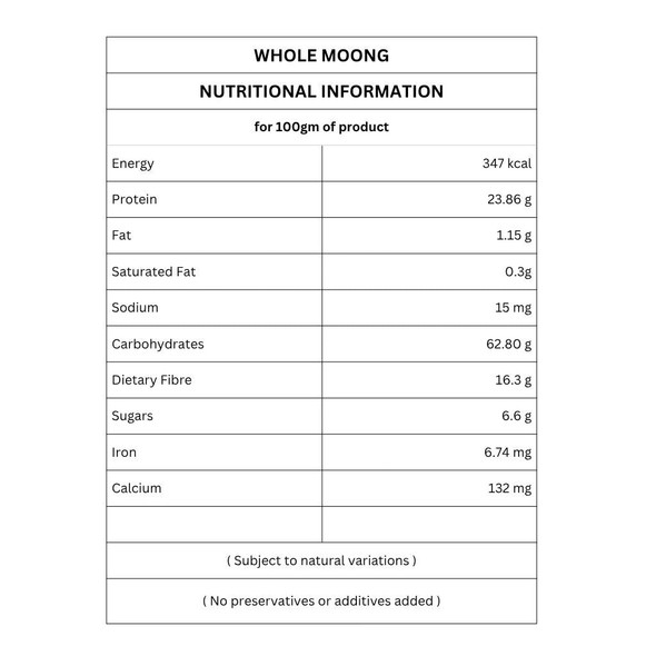 Organic Whole Moong by IKAI Organics|500gm|1.1 lbs